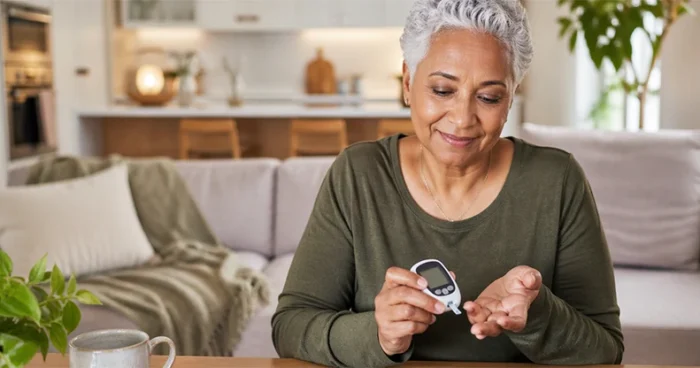 Woman managing diabetes