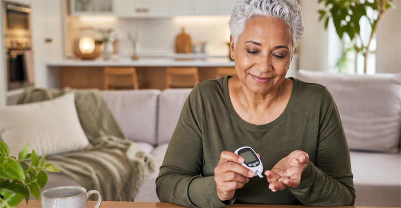 Woman managing diabetes